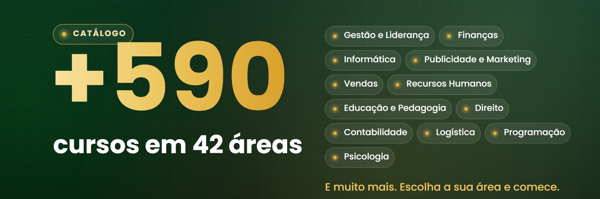 Mais de 590 cursos em 42 áreas